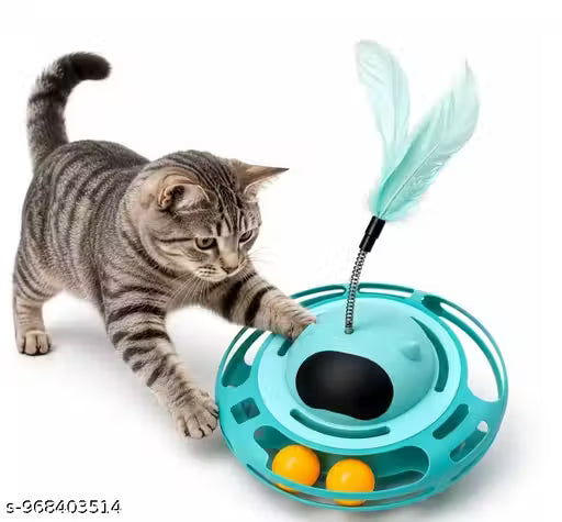 Interactive Cat Tumbler Toy with Feather Teaser & Rolling Balls
