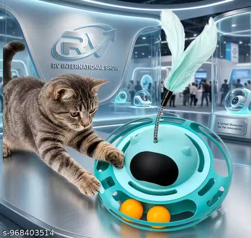 Interactive Cat Tumbler Toy with Feather Teaser & Rolling Balls