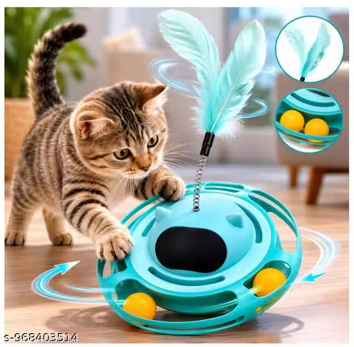 Interactive Cat Tumbler Toy with Feather Teaser & Rolling Balls